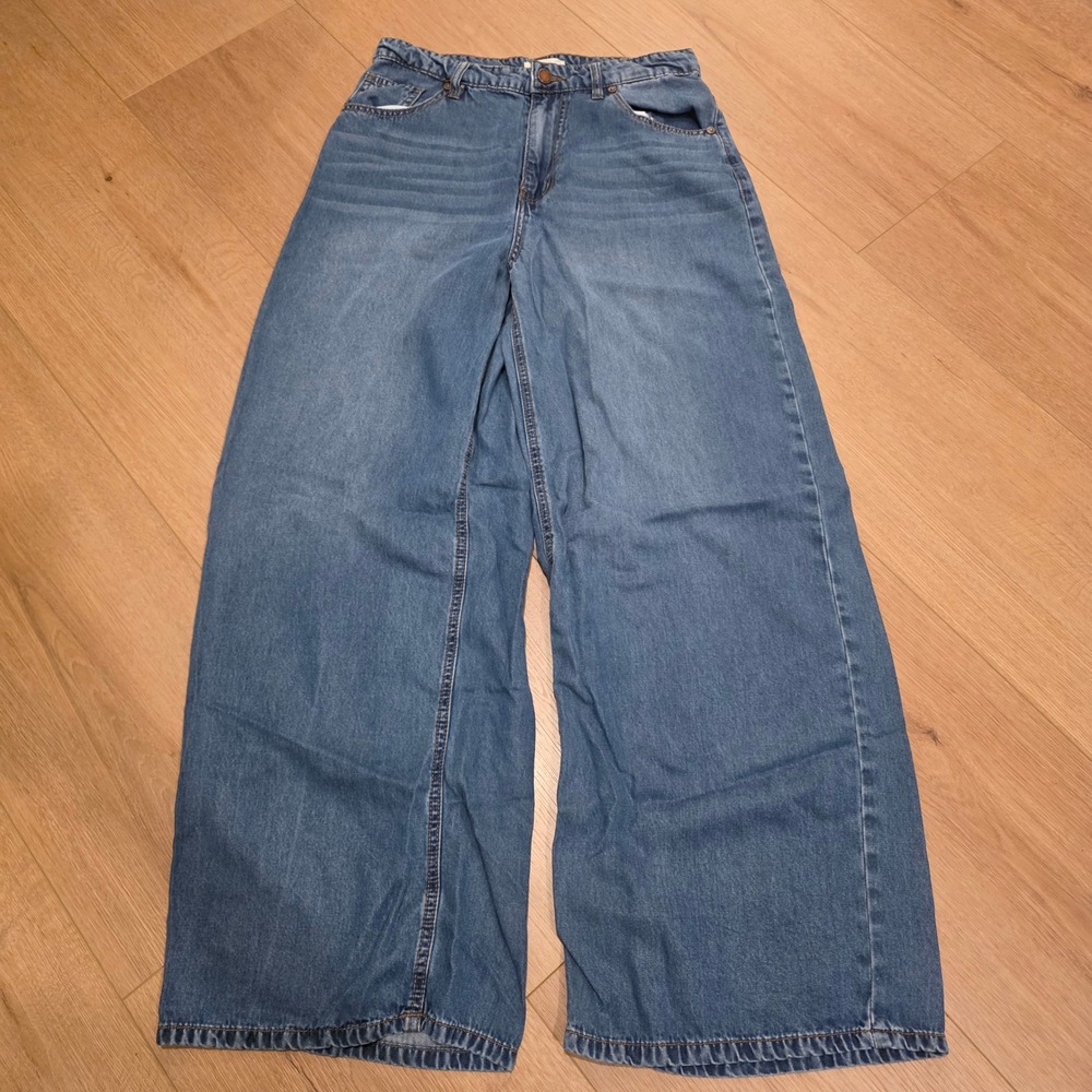 OAT New York Women Wide Leg Lyocell Denim Jeans Medium Wash Size 10/30 90s Style